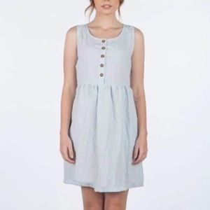 Pyne & Smith Model No.25 Powder blue linen, sleeveless dress